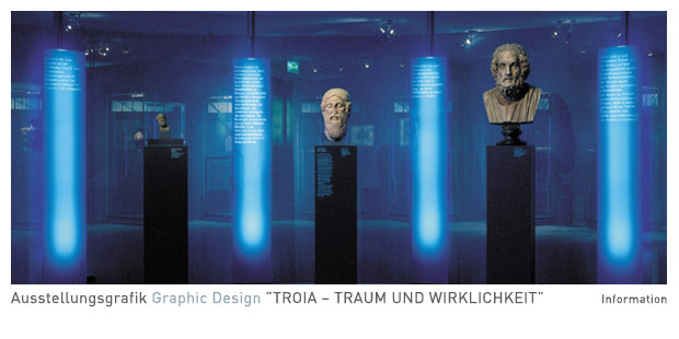 Ausstellungsgrafik Graphic Design TROIA - TRAUM UND WIRKLICHKEIT